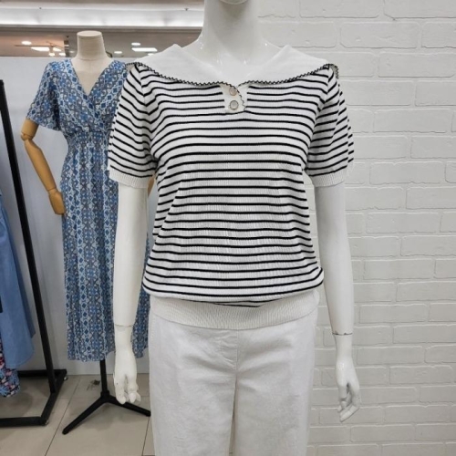 해리앤 DP01 세라 숄 카라 단가라 반팔 니트 HOSP7727 8764237_이미지