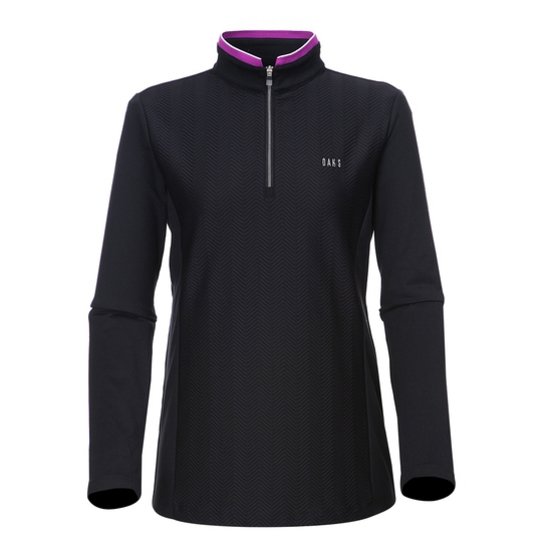 LF 닥스골프 물결페브릭 반집업 긴팔티 (DNE05C901BK)