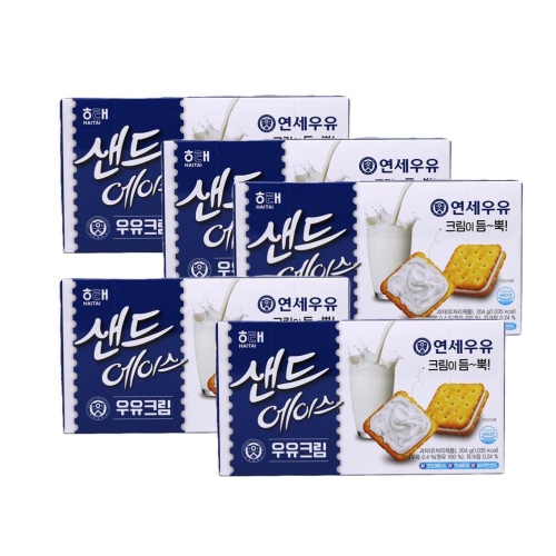 해태제과 샌드 에이스 우유크림 204g (5개)