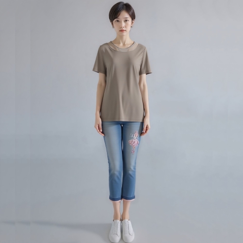 모라도 24년 봄 여름 중년 여성 망 배색 나시 탑RNM8TP410F-CC