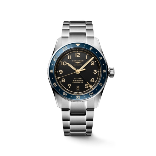 론진 스피릿 줄루 타임 그레이 다이얼 블루 베젤 39MM L3.802.4.60.6