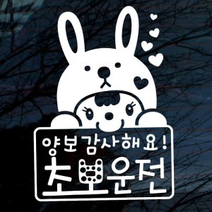 뭉키월드 뽀비 네모 하트 초보운전 스티커 LSC-799