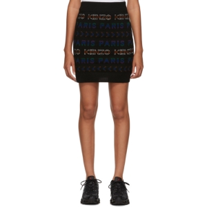  겐조 Black Wool All Over Logo Tube Miniskirt