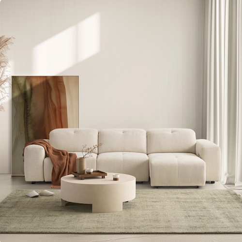 리바트 카모아 모션 슬라이딩 패브릭 소파 4인용