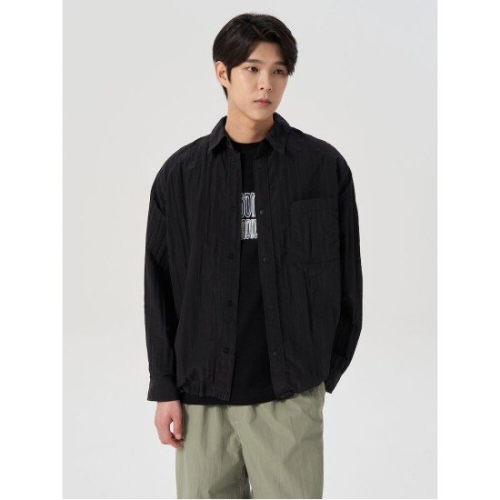 삼성물산 에잇세컨즈 립스탑 래글런 셔켓 블랙_264364DY25