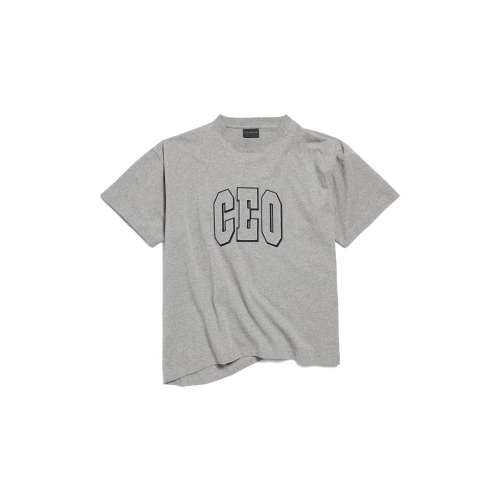 발렌시아가 Ceo Team 로고 박시 티셔츠 헤더 그레이 826344TSVP31300