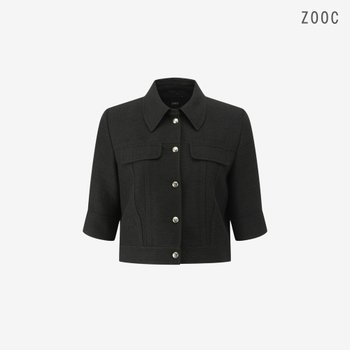 ZOOC 금속버튼 카라 크롭 자켓 BK_V262MSF933_이미지