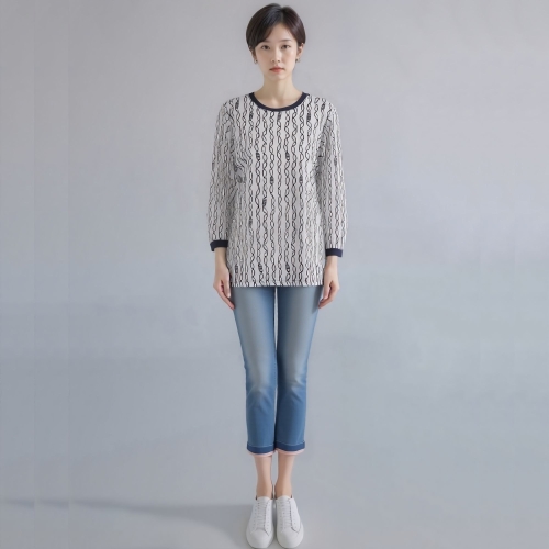 모라도 24년 봄 여름 중년 여성 세로 체인 라운드 풀오버RNM8PO493F-CC_이미지