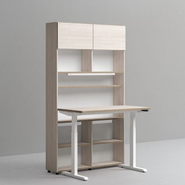 6단 스마트 모션 스탠딩 책상 세트+조명+도어