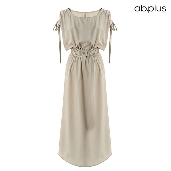 에이비플러스 숄더 셔링끈 디테일 허리 밴딩 원피스 LSY2MO48A_이미지