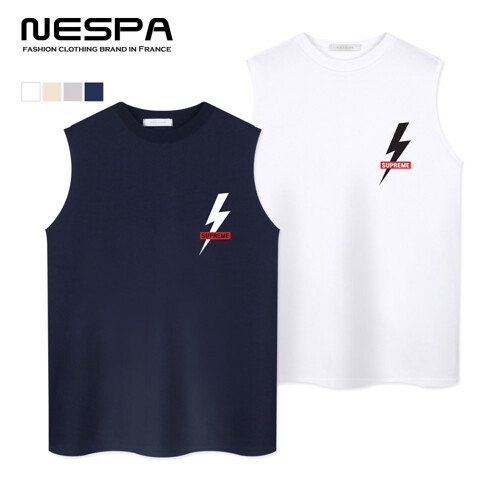  네스파 번개 나시 티셔츠 민소매 박스 오버핏 SEN_0024
