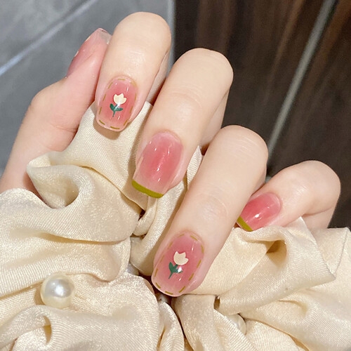 더블 핑크 하트 붙이는 네일팁 24tips