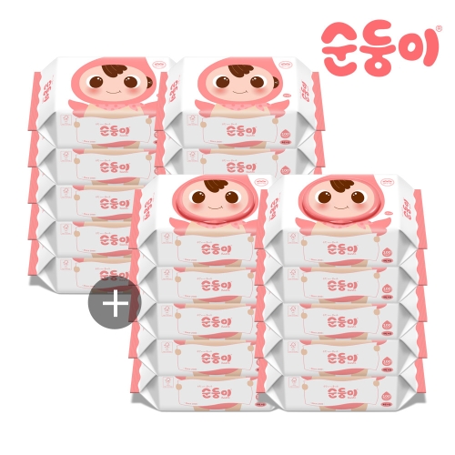순둥이 베이직 무향 물티슈 리필형 100매 + 캡형 100매