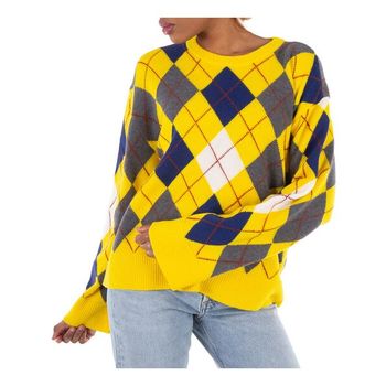 로에베 우먼 Argyle Ribbed Collar Knitted 점퍼 Size 미디움 S359Y14KEY.8187 1018084