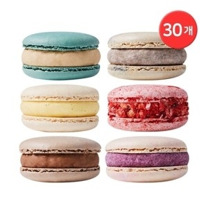 CJ프레시웨이 이츠웰 마카롱 혼합구성 총 30개 각 5개 초코 딸기 오레오 바닐라 블루베리크림치즈 솔티카라멜