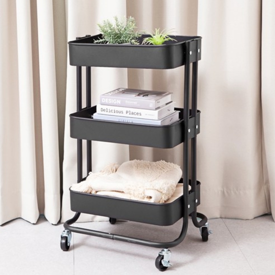 탐사 튼튼한 선반 3단 철제 트롤리_이미지