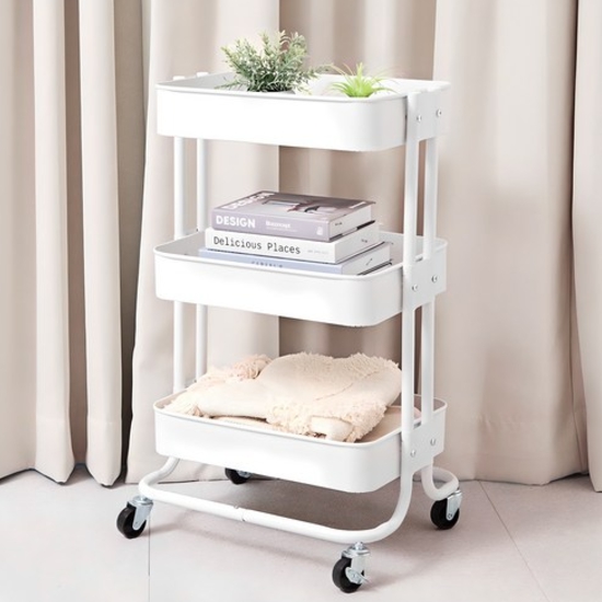 탐사 튼튼한 선반 3단 철제 트롤리_이미지