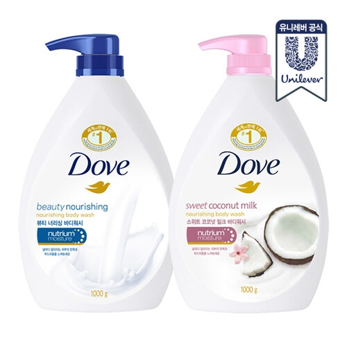 도브 뷰티 너리싱 바디 워시 1000ml + 코코넛 바디 워시 1000ml_이미지