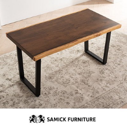 삼익가구  넬슨 뉴송 우드슬랩 슬림형 통원목 식탁 1400 (의자별도)