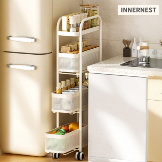  이너네스트 철제 틈새 4단 이동식 트롤리