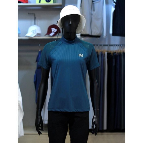 팜스프링스 팜스프링 세이브존03 여성 골프 여름 시스루 포인트 모크넥 반팔 티셔츠 AQSTSL242