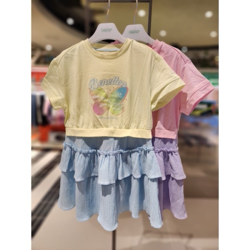 베네통키즈 레인보우캉캉원피스 QAOP20631 PKYE 아동 여아 반팔 하객 바캉스 휴가 천호 딜_이미지