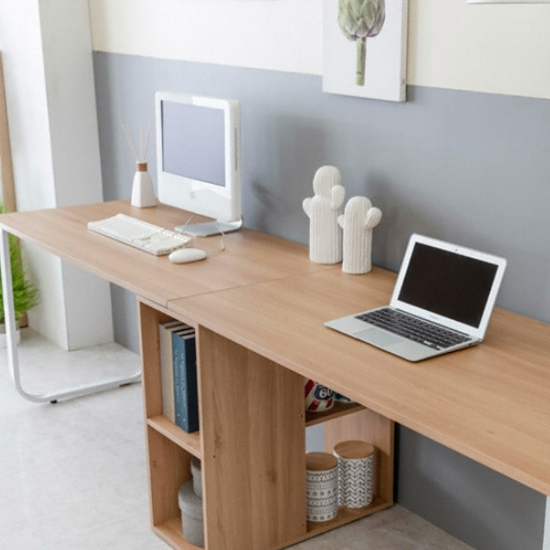 다오름 라나4 책꽃이 2인용 책상 (2400x600)_이미지