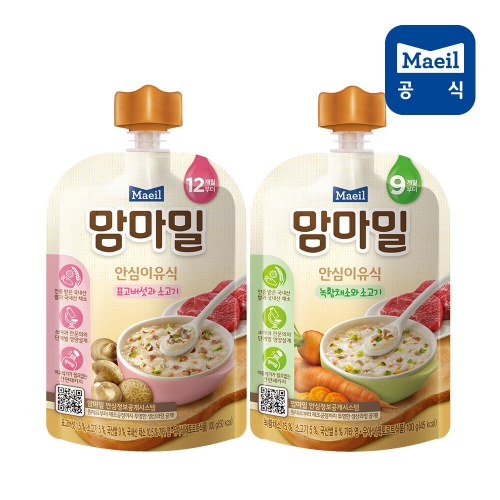 매일유업 맘마밀 표고버섯소고기 100g + 녹황채소소고기 100g 각 10팩_이미지
