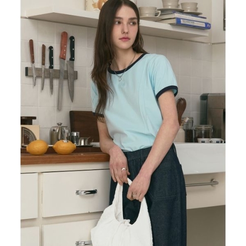 드로우핏 DRAW FIT DRAWFIT WOMEN 더블 핀턱 링거 티셔츠 L.BLUE DFWMTS520L 463359