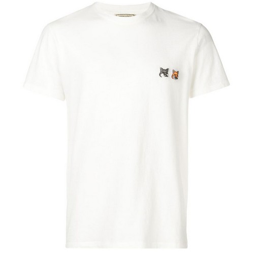 메종키츠네 더블 폭스 패치 티셔츠 BU00103KJ0008 (LT, 라떼)_이미지