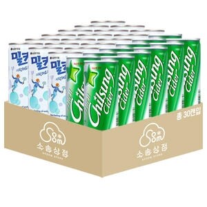 칠성사이다 190ml 12개 + <b>밀키스</b> 190ml 18개
