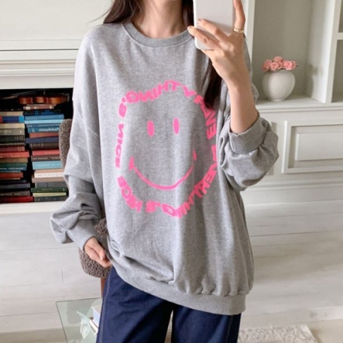 빅사이즈 509 형광스마일쭈리맨투맨 DLIV304