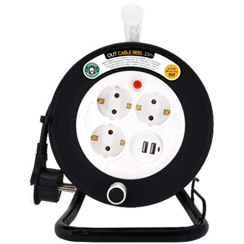 러그박스 3구 USB 오픈형 전기릴선 (10m)_이미지