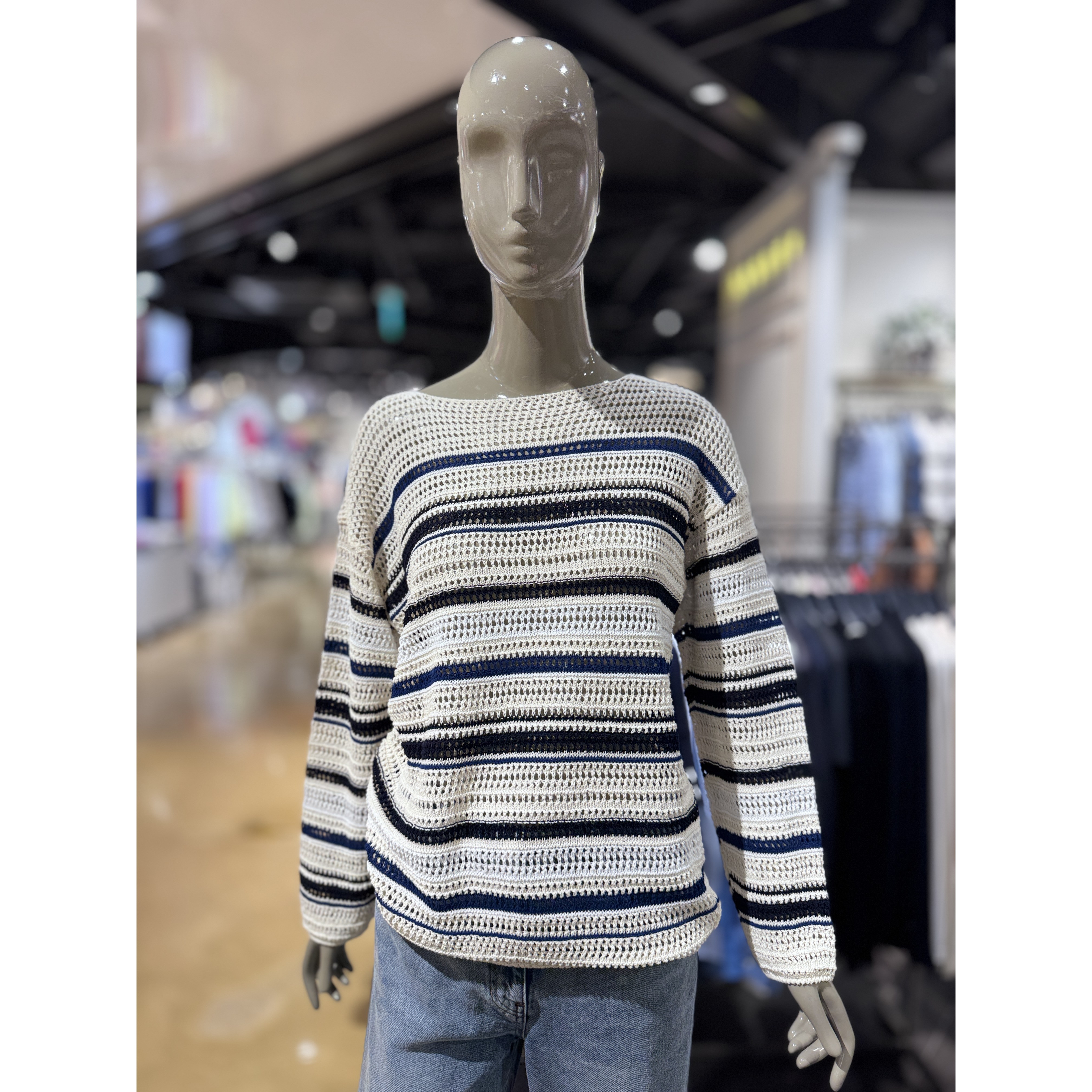 SISLEY SPLASH 멀티 스트라이프 메쉬 니트_SAKPC3631_이미지