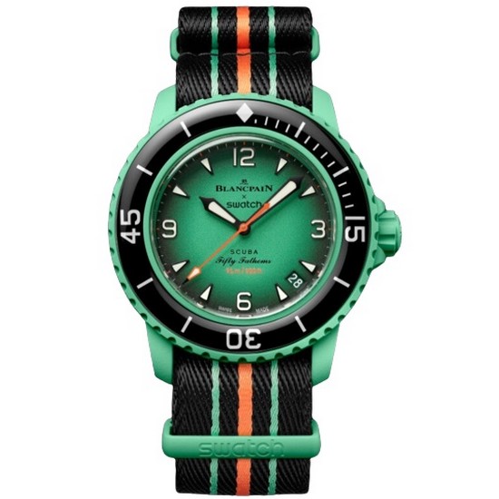 스와치 X 블랑팡 BIOCERAMIC SCUBA FIFTY FATHOMS INDIAN OCEAN SO35I100이미지입니다. 누르면 해당 게시물로 새창이동합니다.