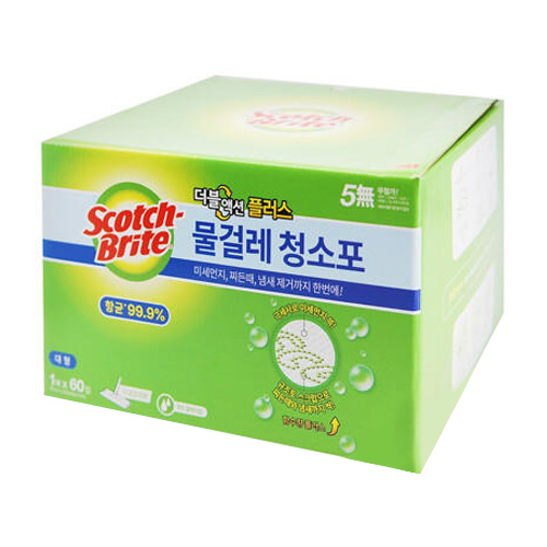 3M 스카치브라이트 물걸레 청소포 더블액션 플러스 대형 60매 (1개)_이미지