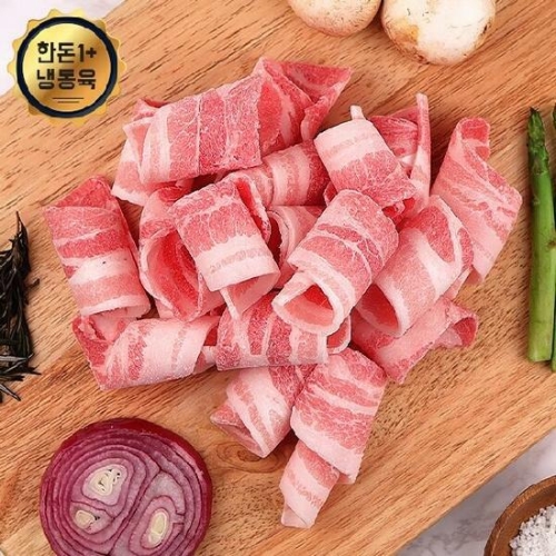 웰굿 한돈1+ 국내산 돼지고기 냉동대패 삼결살 1kg [1개]