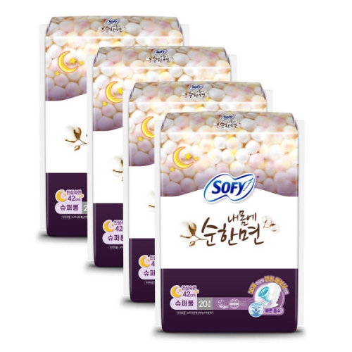 LG유니참 쏘피 바디피트 내몸에 순한면 안심숙면 42cm 슈퍼롱 20개 (4팩(80개))