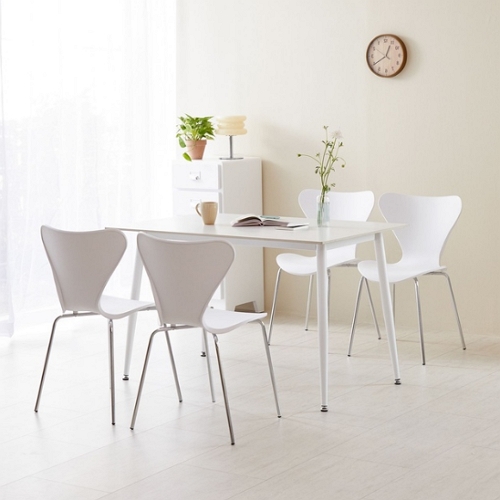베스트리빙 스칸디 위너 화이트 세라믹 철제 식탁 1200 (의자4개)_이미지