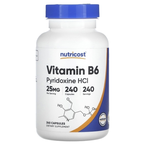 뉴트리코스트 비타민B6 피리독신 HCl 25mg 240캡슐이미지입니다. 누르면 해당 게시물로 새창이동합니다.