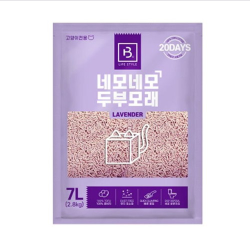 브리더랩 네모네모 두부모래 가는입자 라벤더향 2.8kg (1개)_이미지