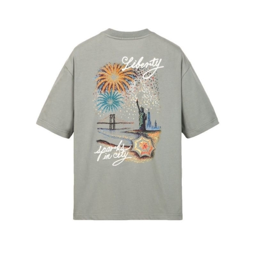 질스튜어트뉴욕 카키 LIBERTY 그래픽 반팔 티셔츠 JNTS5C002K2