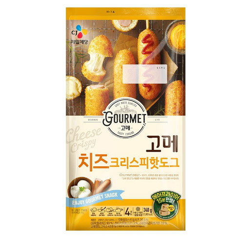 CJ제일제당 고메 치즈 크리스피 핫도그 4개입 340g이미지입니다. 누르면 해당 게시물로 새창이동합니다.