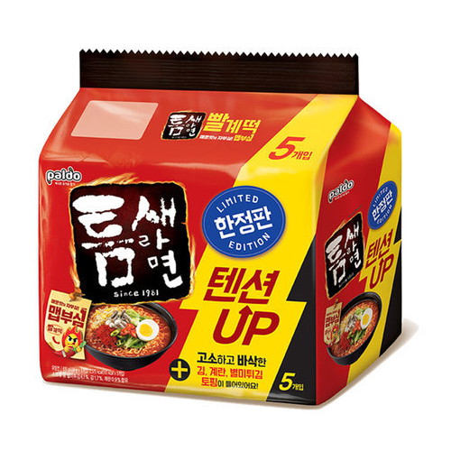 팔도 틈새라면 빨계떡 텐션UP 123g (10개)