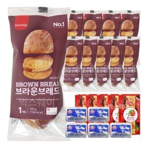 브라운브레드 10개+오뚜기 미니 버터 5개+일회용 딸기잼 5개 세트
