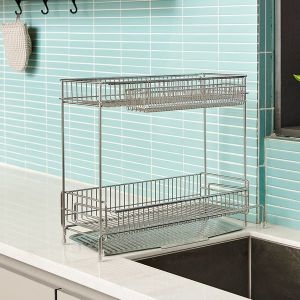 공간활용좋은 올스텐304 2단 식기건조대 슬림확장형 KO0123007