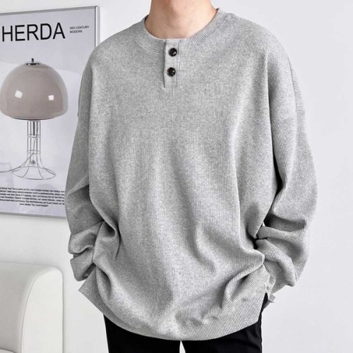 빅사이즈 투버튼 골지 맨투맨 니트 스웨터 WE579A3