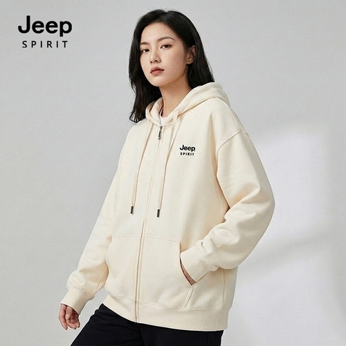 JEEP SPIRIT 공용 로고 후디 집업점퍼 아이보리 JSFAJK21_이미지