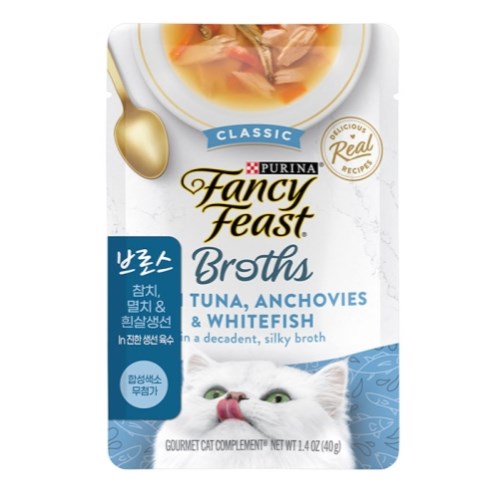  팬시피스트 브로스 참치, 멸치&흰살생선 in 진한 생선 육수 파우치 40g [16개]