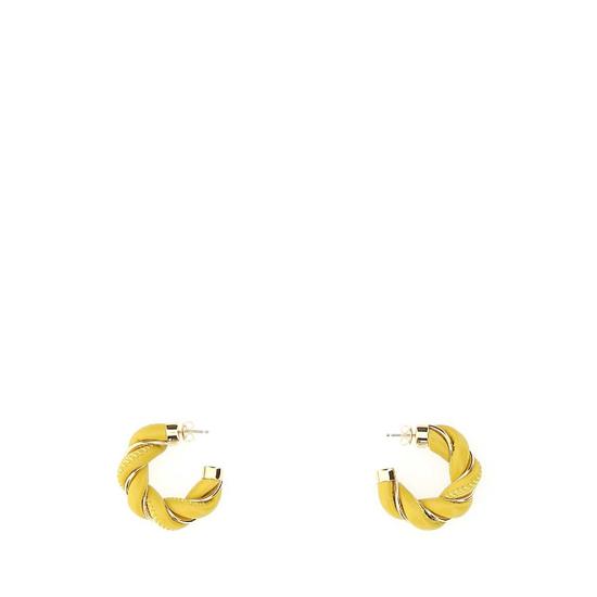 보테가베네타 옐로우 nappa 레더 앤 925 silver 트위스트 earrings 628948VAHUA2670 T